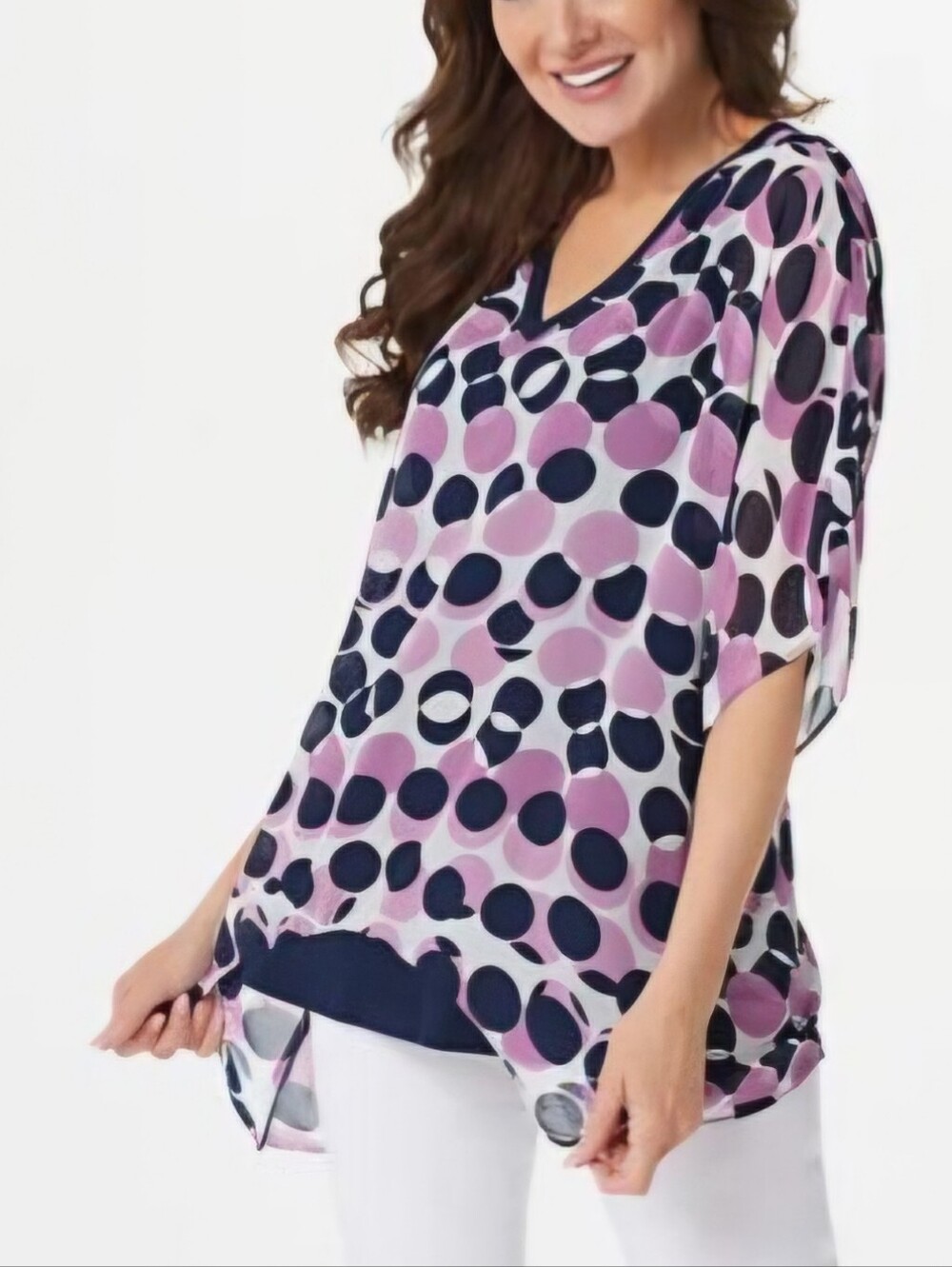 Susan Graver Geometric Dot Tunic Top